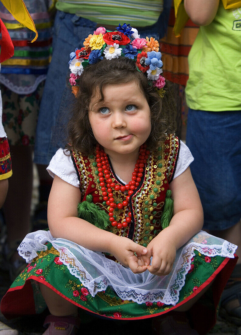 Poland Krakow Girl at traditional Krakowian Costume