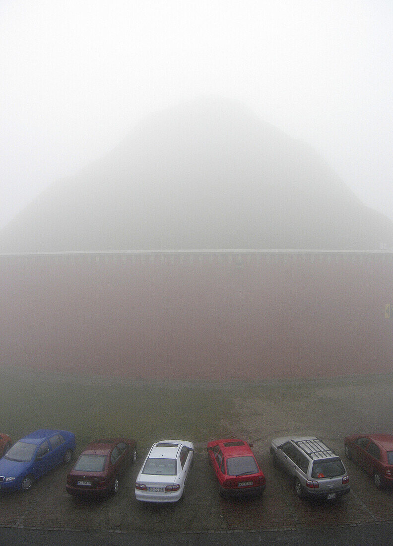 Poland,  Krakow,  Kosciuszko Mound Hill and fortification at mist