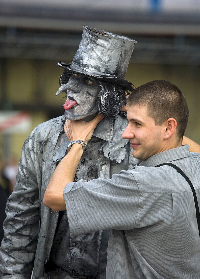 Street performer at Main Market Square,  Krakow,  Poland