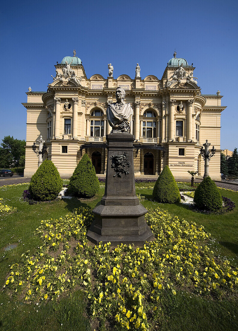 Poland,  Krakow,  Slowacki Theatre,  Aleksander Fredro Monument