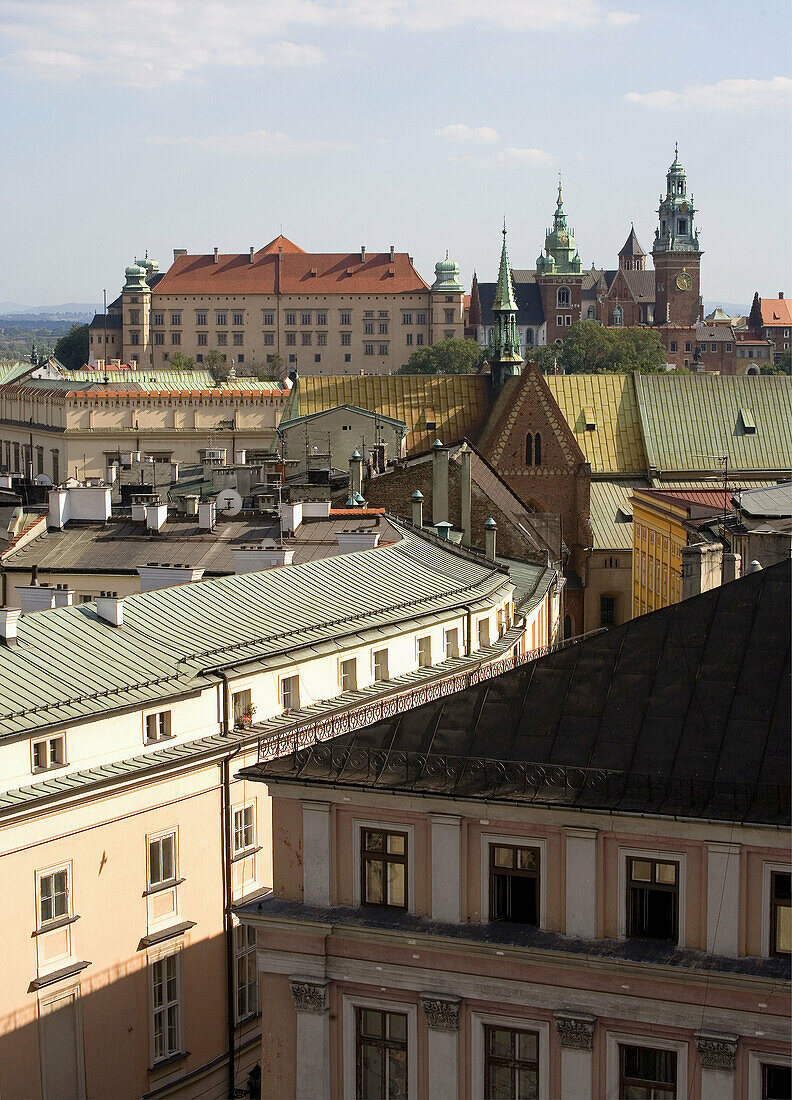 Poland,  Krakow,  Wawel Hill from high