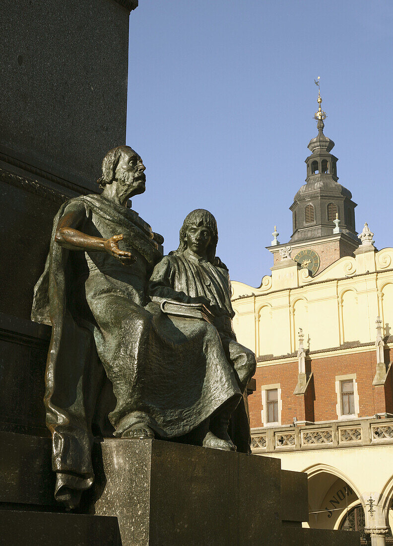 Poland Krakow,  Monument to great polish poet Adam Mickiewicz detail