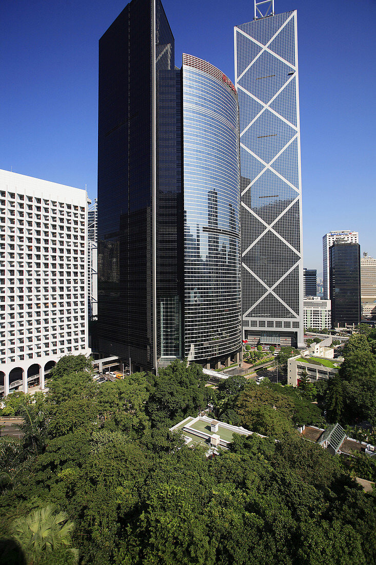 China,  Hong Kong,  Central District skyscrapers,   Hong Kong Park,  Bank of China