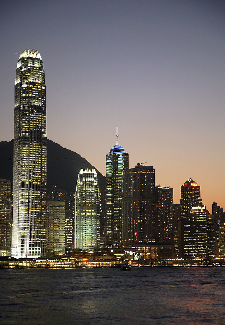 China,  Hong Kong,  Central District skyline at night