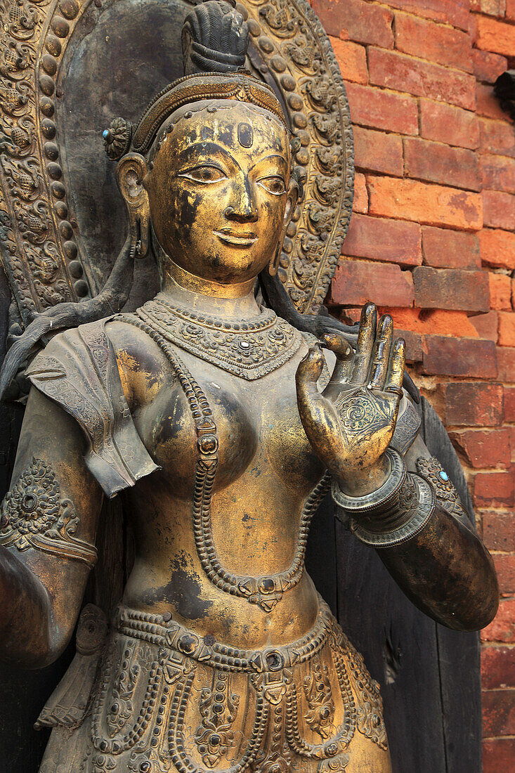 Nepal,  Kathmandu Valley,  Patan,  Royal Palace,  Mul Chowk,  Ganga statue