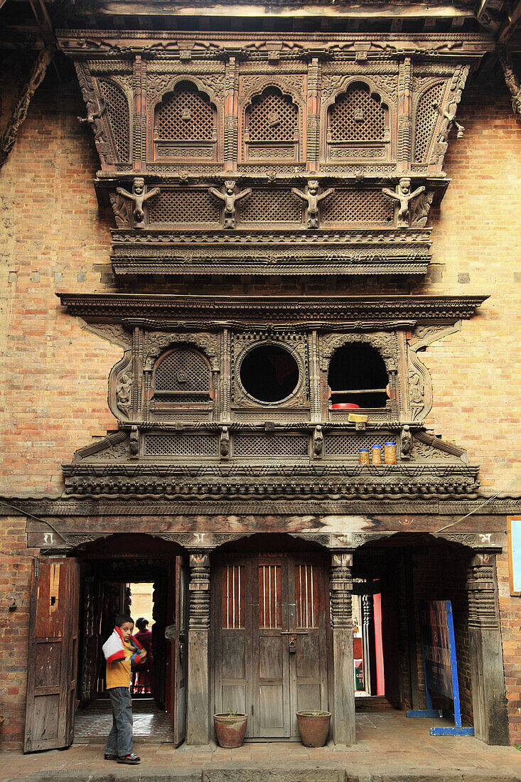 Nepal,  Kathmandu Valley,  Bhaktapur,  Pujari Math,  carved windows