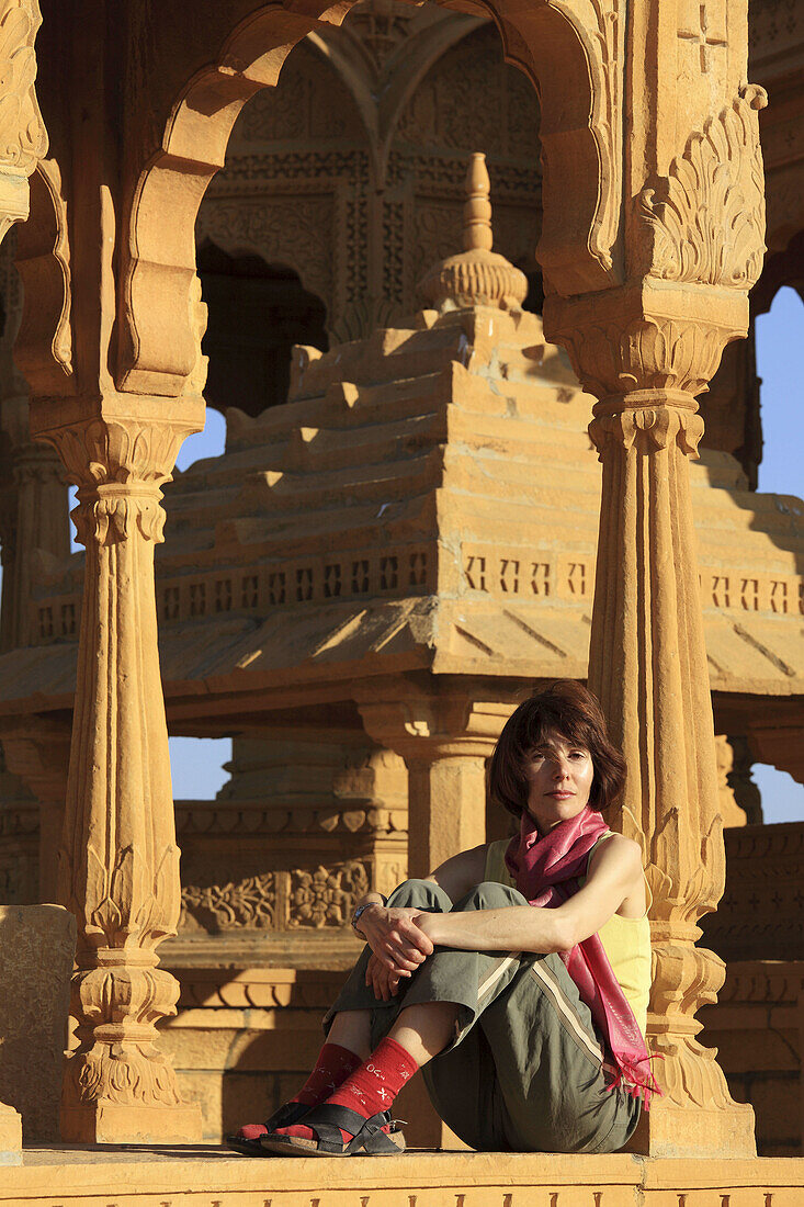 India,  Rajasthan,  Jaisalmer,  Sunset Point,  cenotaphs