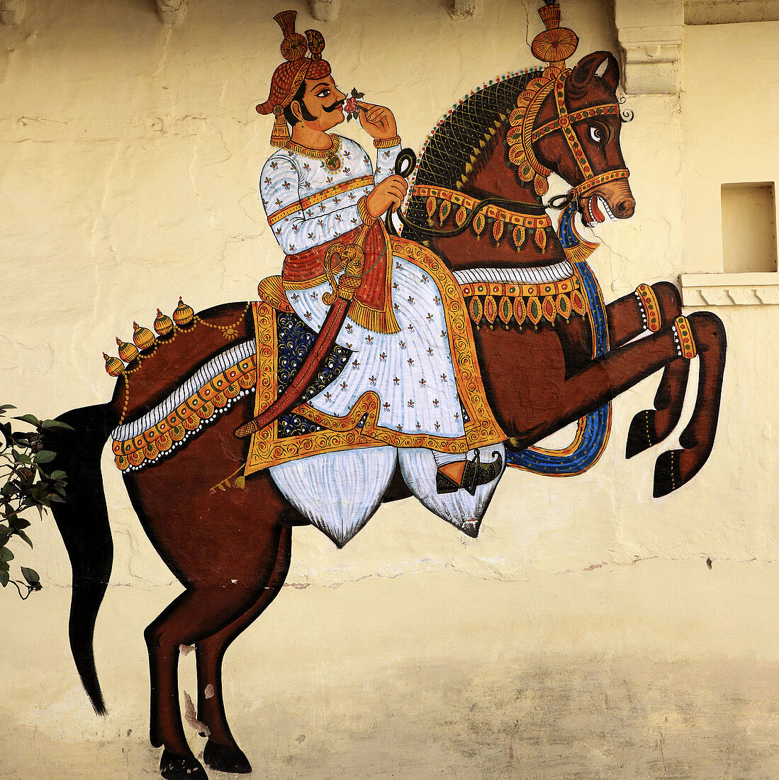 India,  Rajasthan,  Udaipur,  City Palace,  wall painting