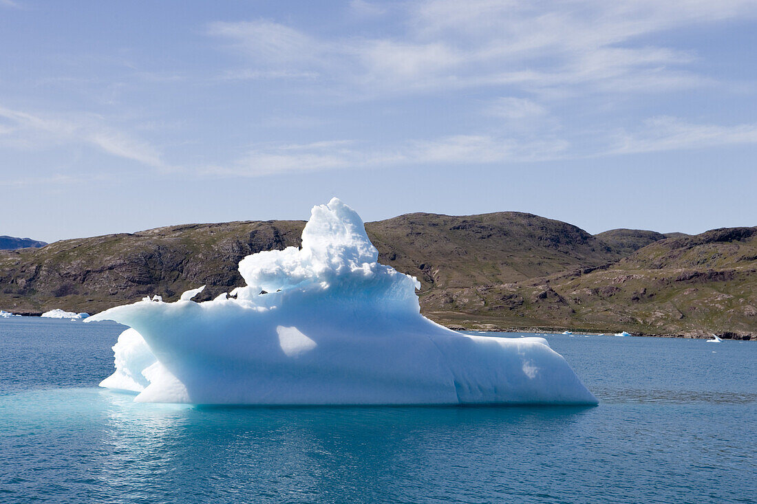 Yacht-shaped iceberg at Qooroq Fjord, Narsarsuaq, Kitaa, Greenland