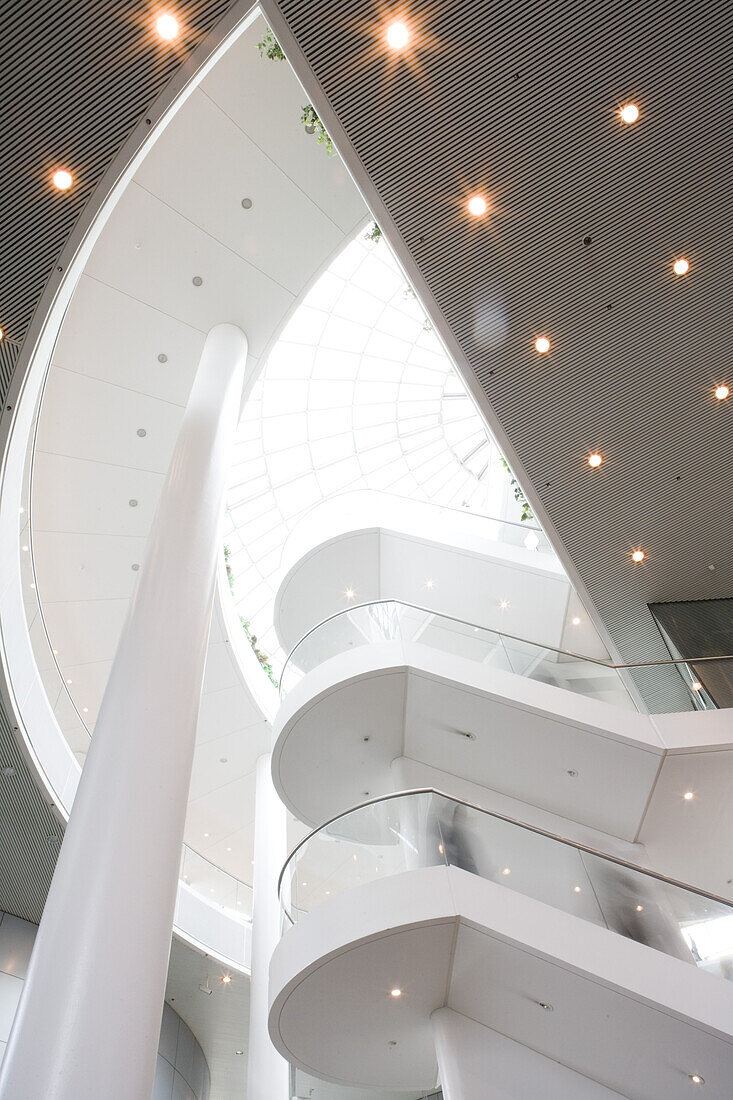 White staircase at Perlan Building, Reykjavik, Iceland, Europe