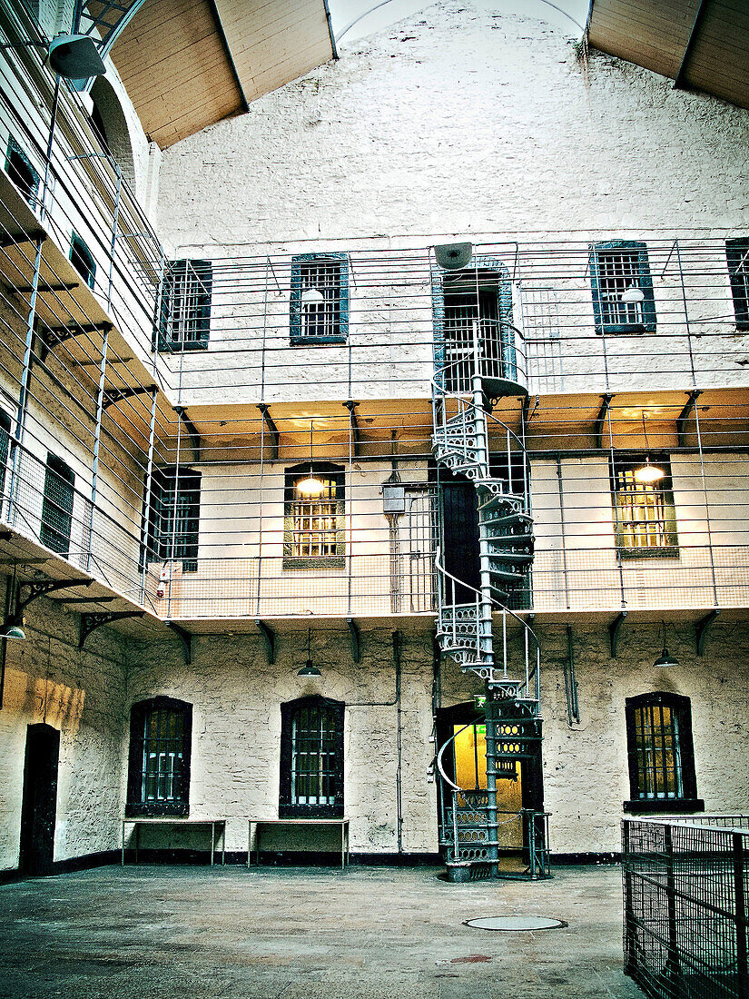 Spiral staircase in the court of Kilmainham Jail,  Dublin,  Ireland