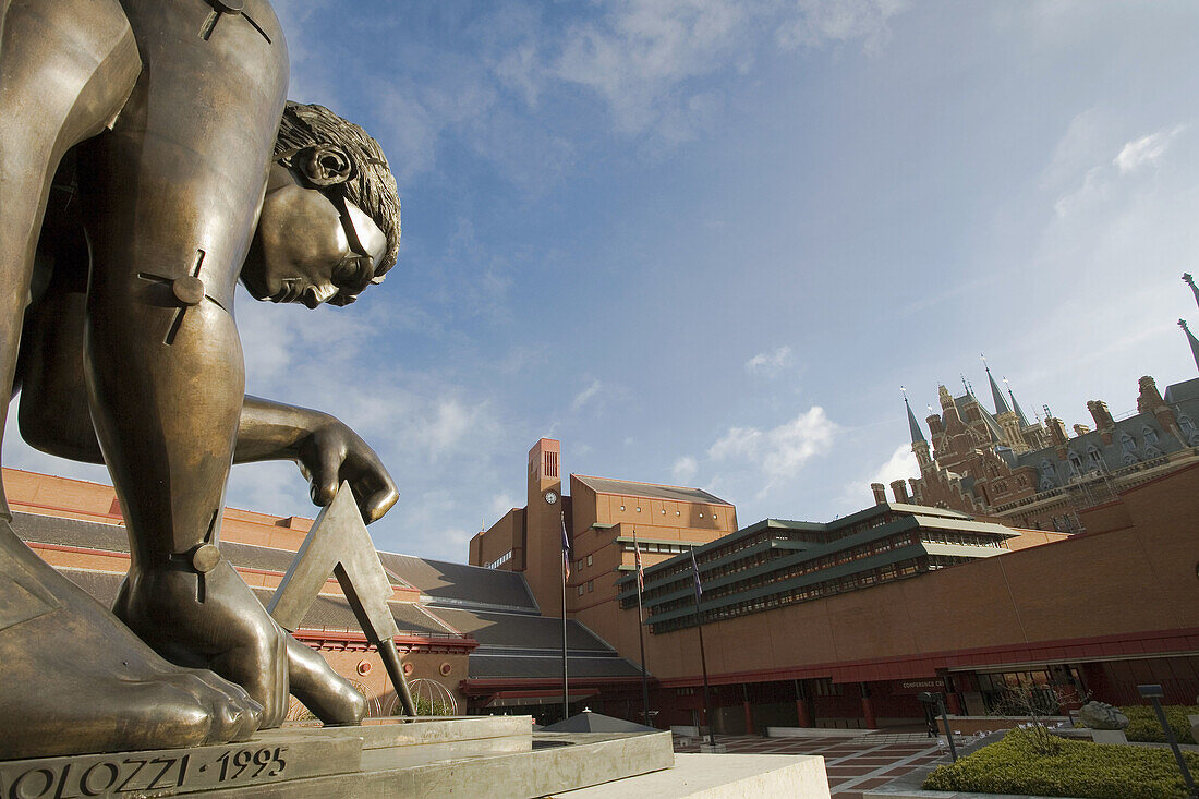 Statue of Newton by Eduardo Paolozzi 1995,  the British Library,  London,  England,  United Kingdom,  Europe