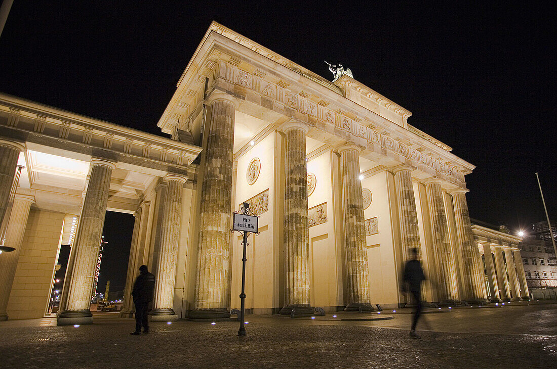 Brandenburg Gate at night,  low angle view Berlin,  Germany