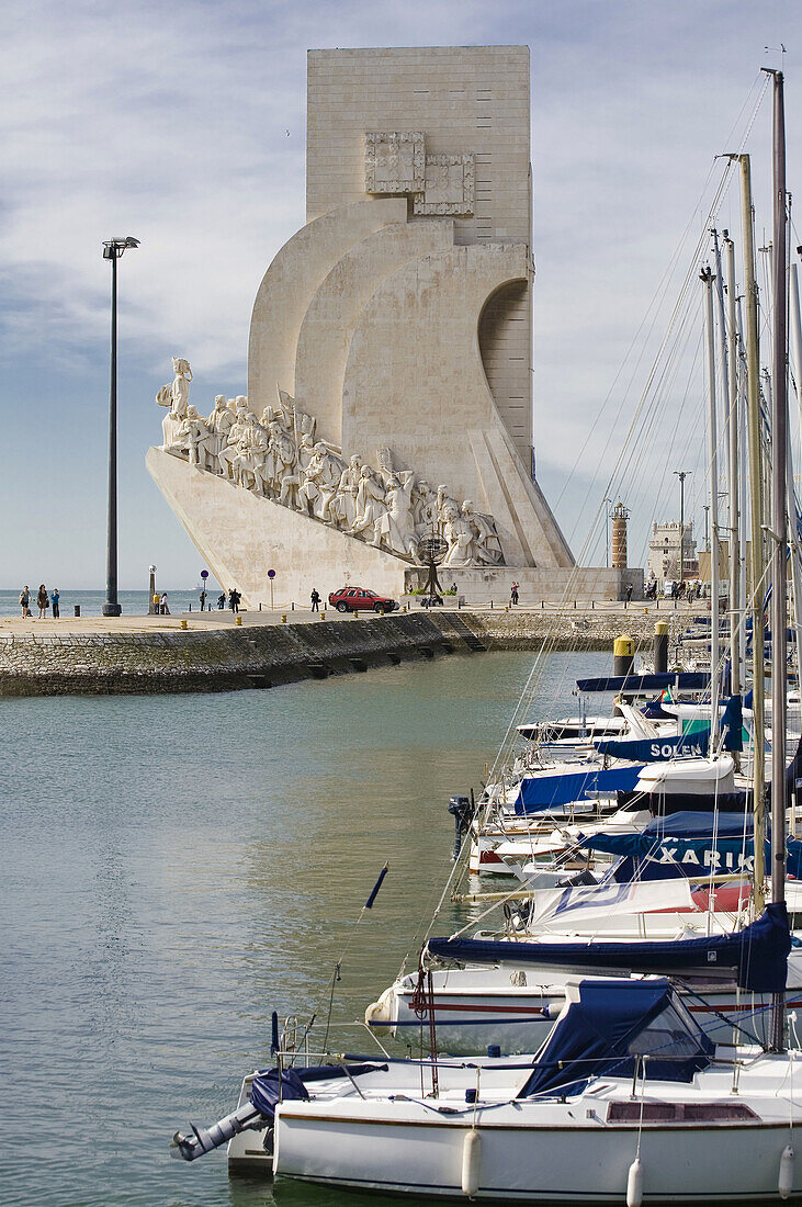 Portugal,  Lisbon,  Monument to the Discoveries and harbour