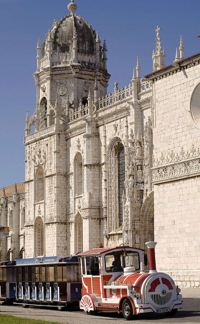 Mosterio dos Jeronimos is a monastery,  commissioned in 1501 by Manuel I,  Portuguese late Gothic period of architectural style of tthe 16th century,  In 1983 it was classified by UNESCO as a World Heritage Site Belen,  Lisbon,  Portugal