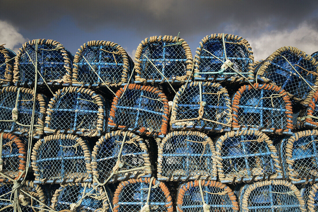 Fishing traps at port,  Le Conquet. Finistere,  Bretagne,  France