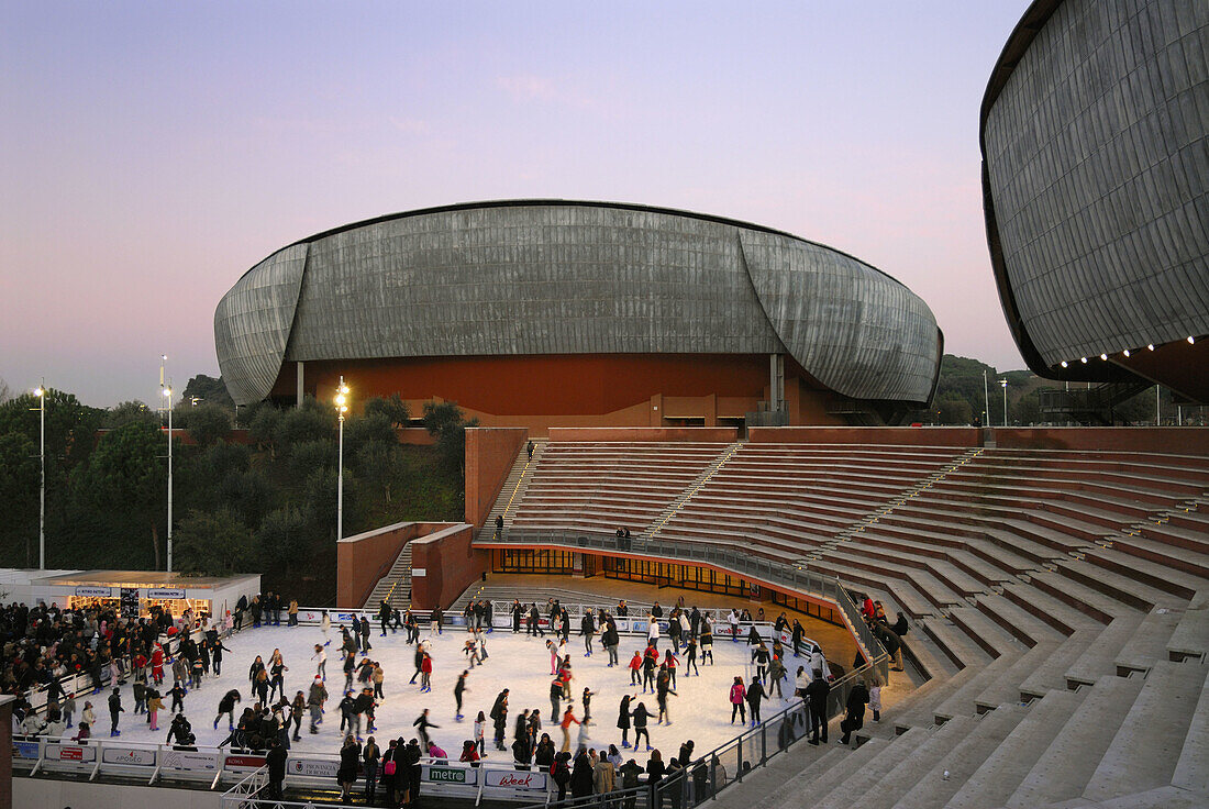 Rome Italy Ice skating at the Auditorium designed by Renzo Piano Città della Musica