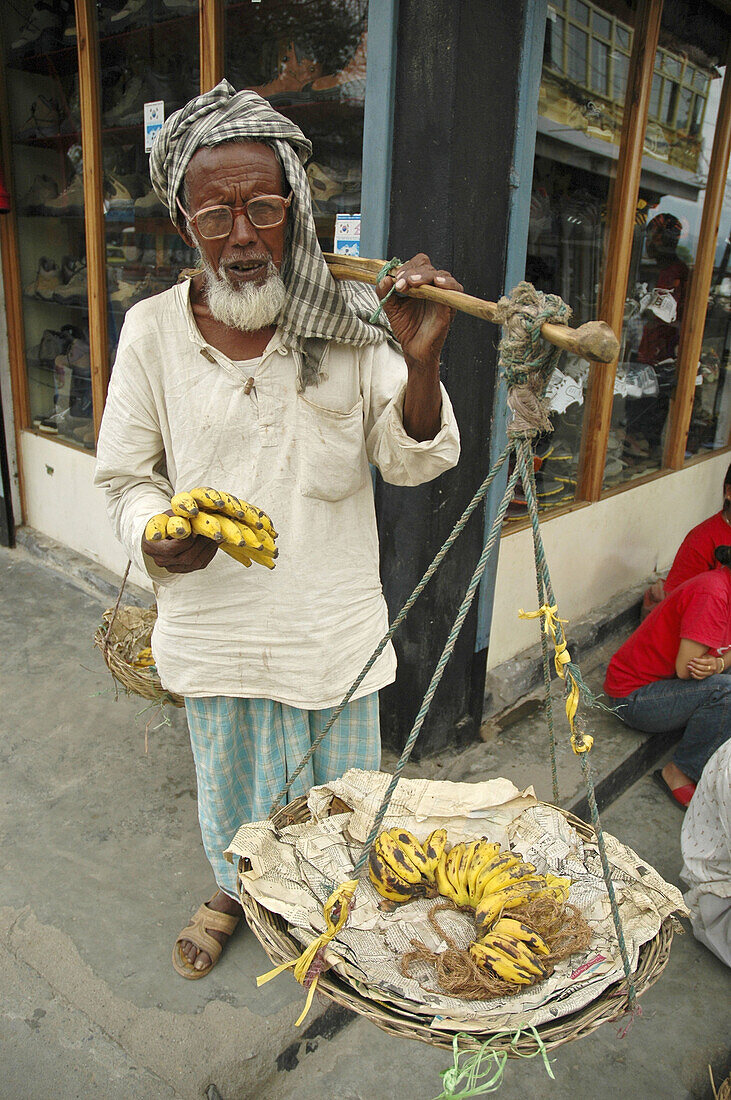 Old man selling bananas  Pokhara,  Nepal
