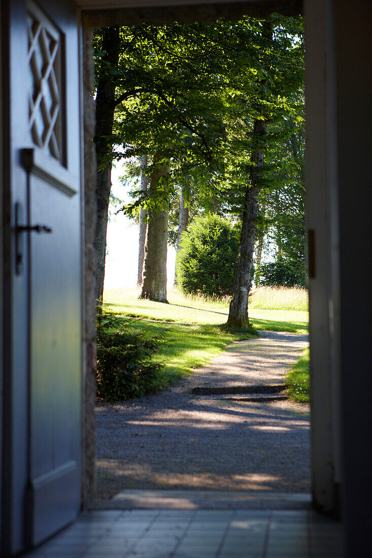 View through an open door, Hotel Buehlerhoehe, Buehl, Black Forest, Baden-Wuerttemberg, Germany