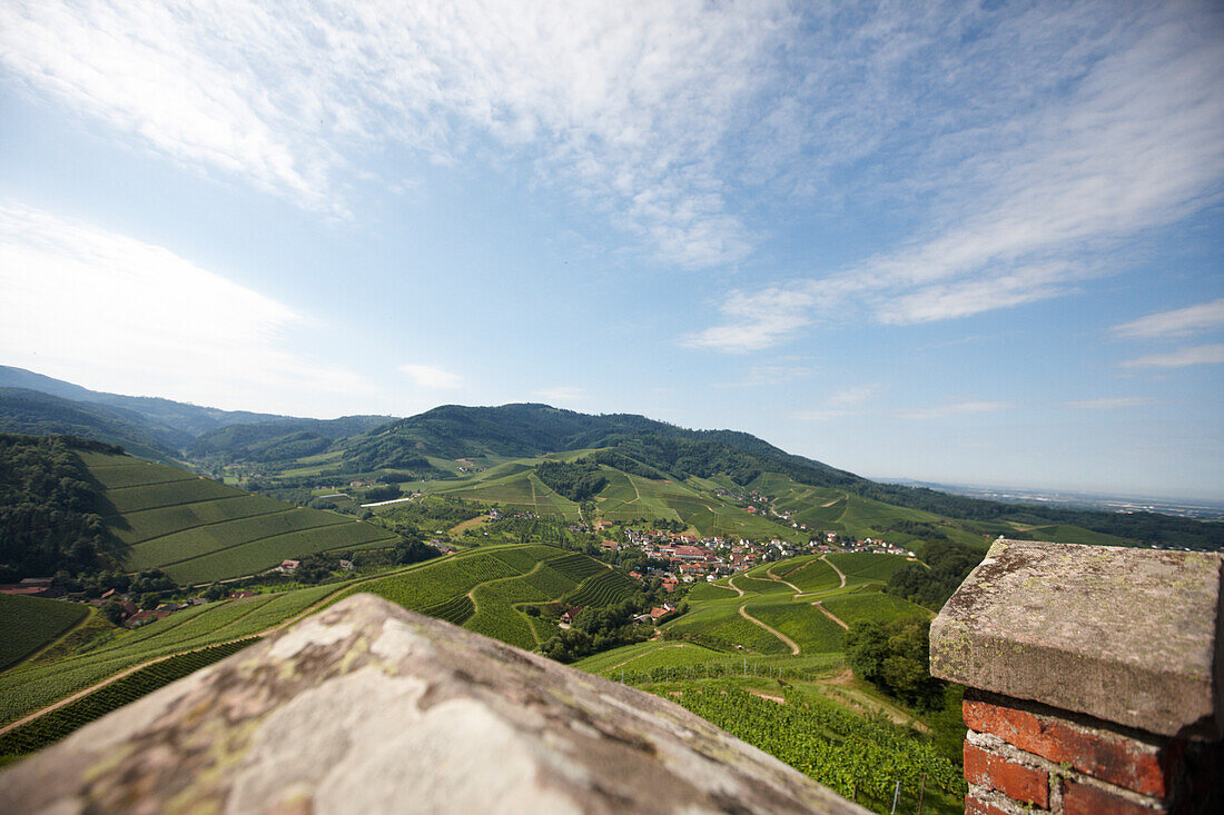 View from Staufenberg Castle, Durbach-Staufenberg, Black Forest, Baden-Wuerttemberg, Germany