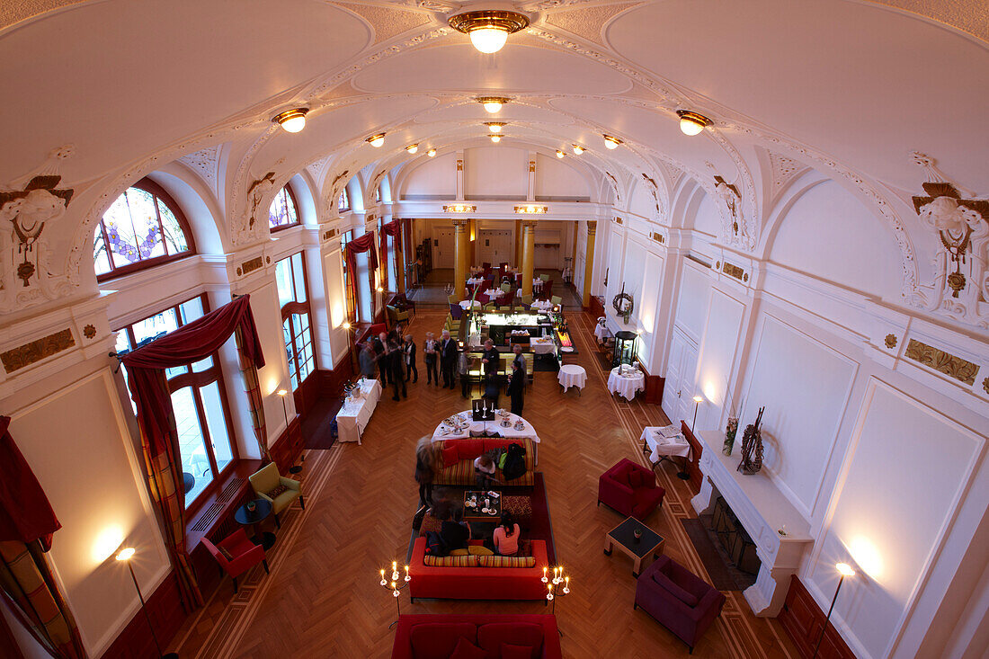 Art nouveau room inside pavilion, Hotel Waldhaus, Flims, Canton of Grisons, Switzerland