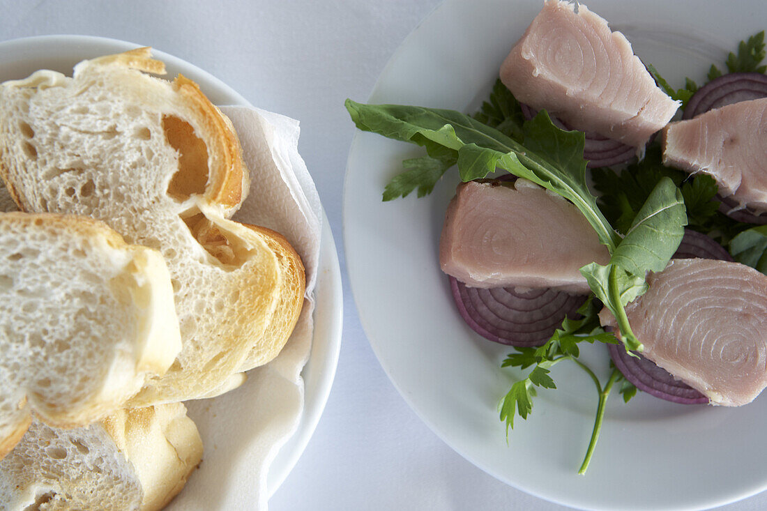 Pickled Tuna with white Bread, Restaurant Doga Balik, Istanbul, Turkey