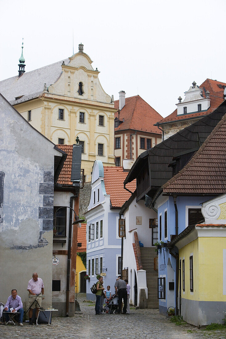 Parkan Street and the former priests college, Cesky Krumlov, South Bohemian Region, Czech Republic