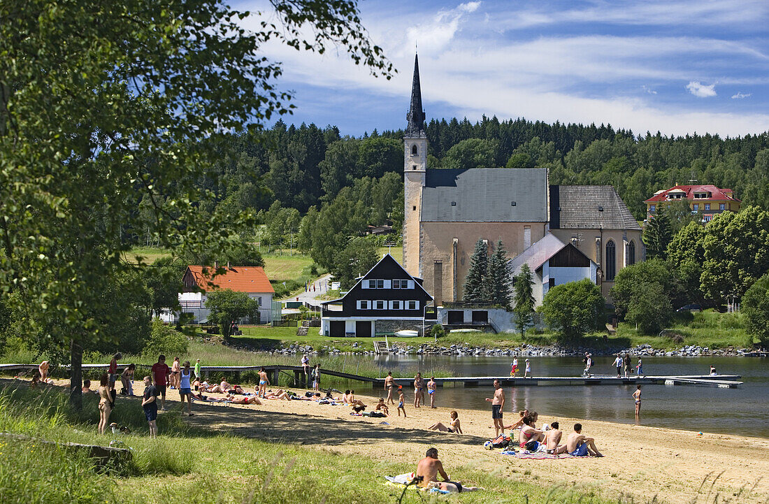 Predni Vyton, Strand, Lipno-Stausee, Südböhmen, Sumava, Tschechien