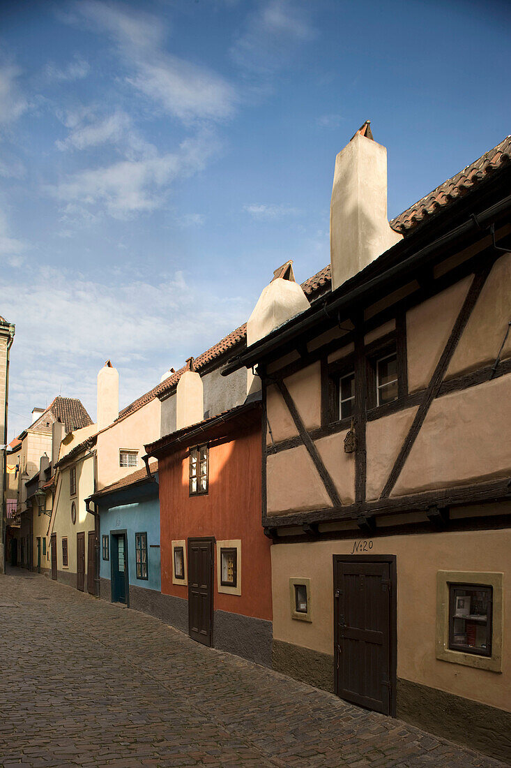 Houses on golden lane hradcany castle district. Prague. Czech Republic.