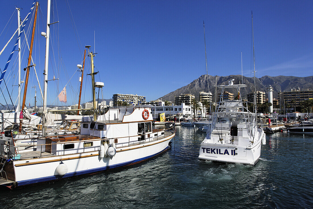 Yachts in harbor, Puerto Banus, Marbella, Andalusia, Spain