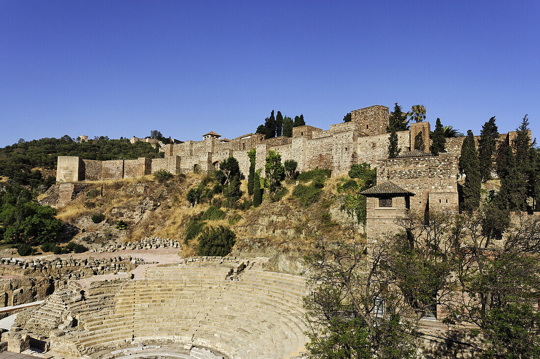 Alcazaba und Amphitheater, Malaga, Andalusien, Spanien
