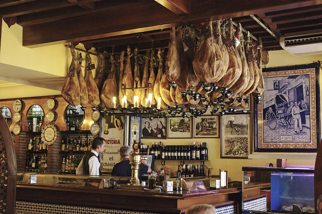 Inside the restaurant El Chinitas, Malaga, Andalusia, Spain