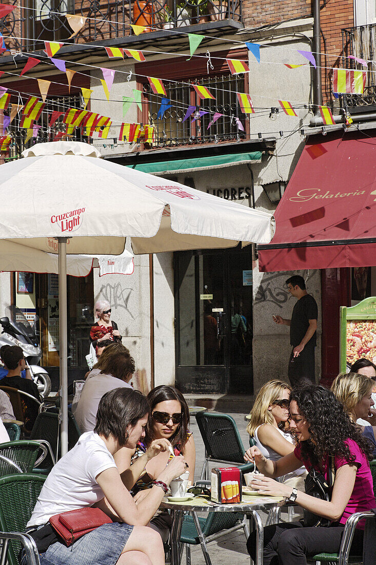 Women in a bar near Plaza Mayor, Madrid, Spain