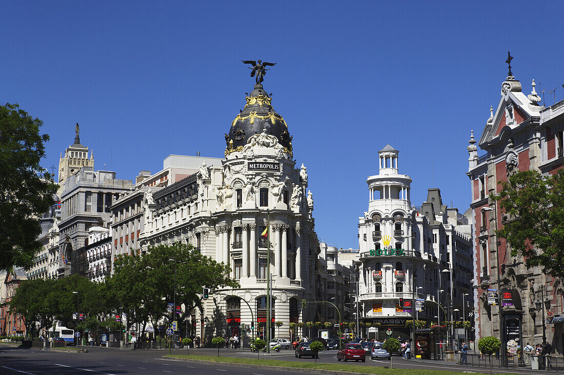 Metropolis-Haus, Gran Via, Madrid, Spanien