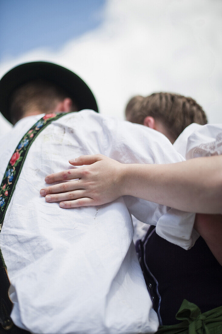 Couple dancing, May Running, Antdorf, Upper Bavaria, Germany