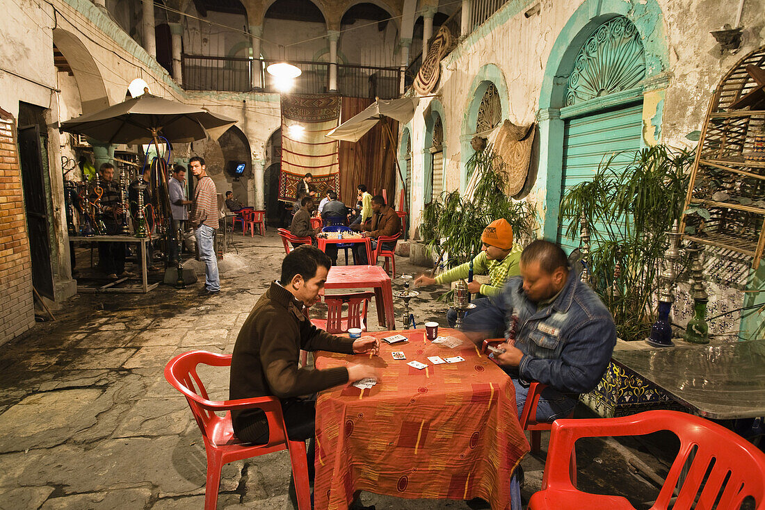 Cardplayers in the Medina, Old Town, Tripoli, Libya, Africa