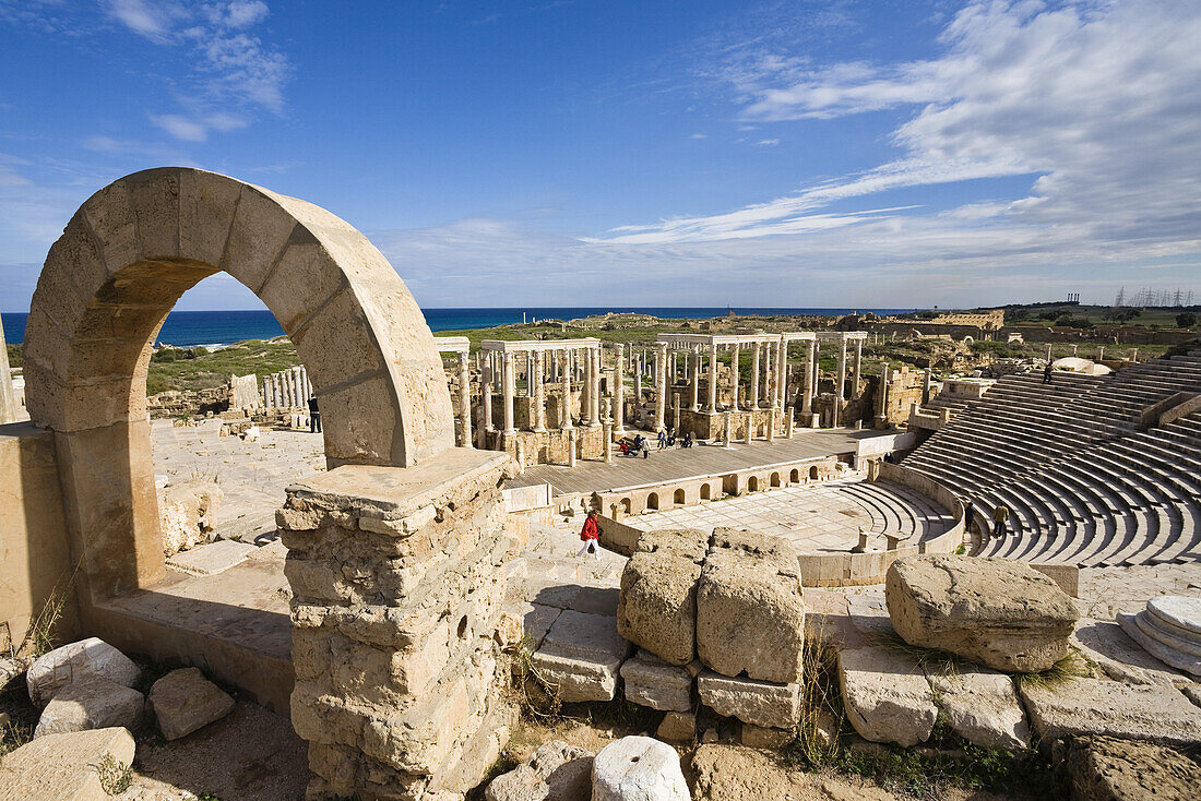 Ruins of the Theatre of Leptis Magna Archaeological Site, Libya, Africa