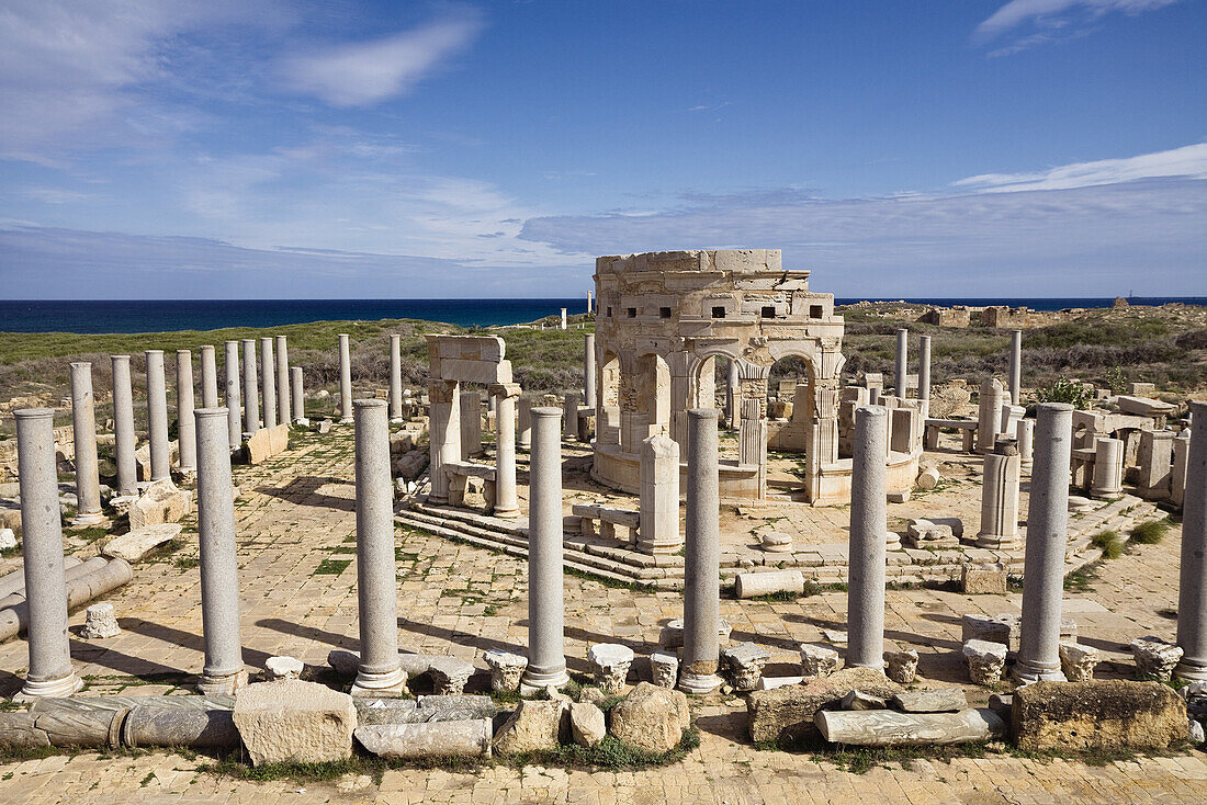 The Market, Archaeological Site of Leptis Magna, Libya, Africa