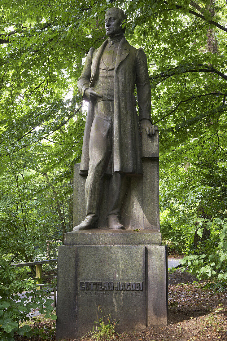 Statue of Gottlob Jacobi at the first ironworks in the Ruhrgebiet area at Oberhausen, St. Antony-Hütte, Ruhrgebiet, North Rhine-Westphalia, Germany, Europe