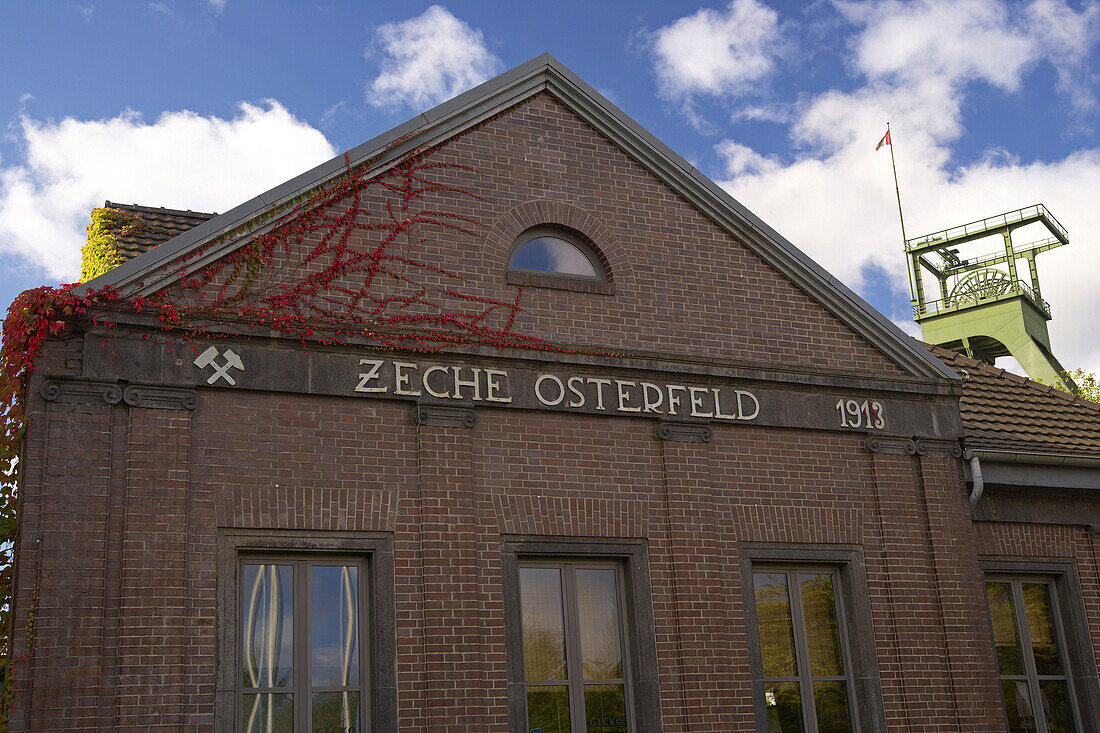 Gate of former Osterfeld colliery, Oberhausen - Osterfeld, Ruhrgebiet, North Rhine-Westphalia, Germany, Europe