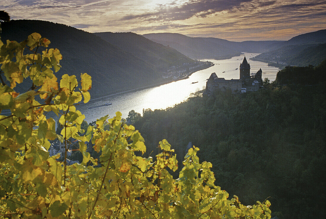 Stahleck castle near Bacharach, Rhine river, Rhineland-Palatinate, Germany