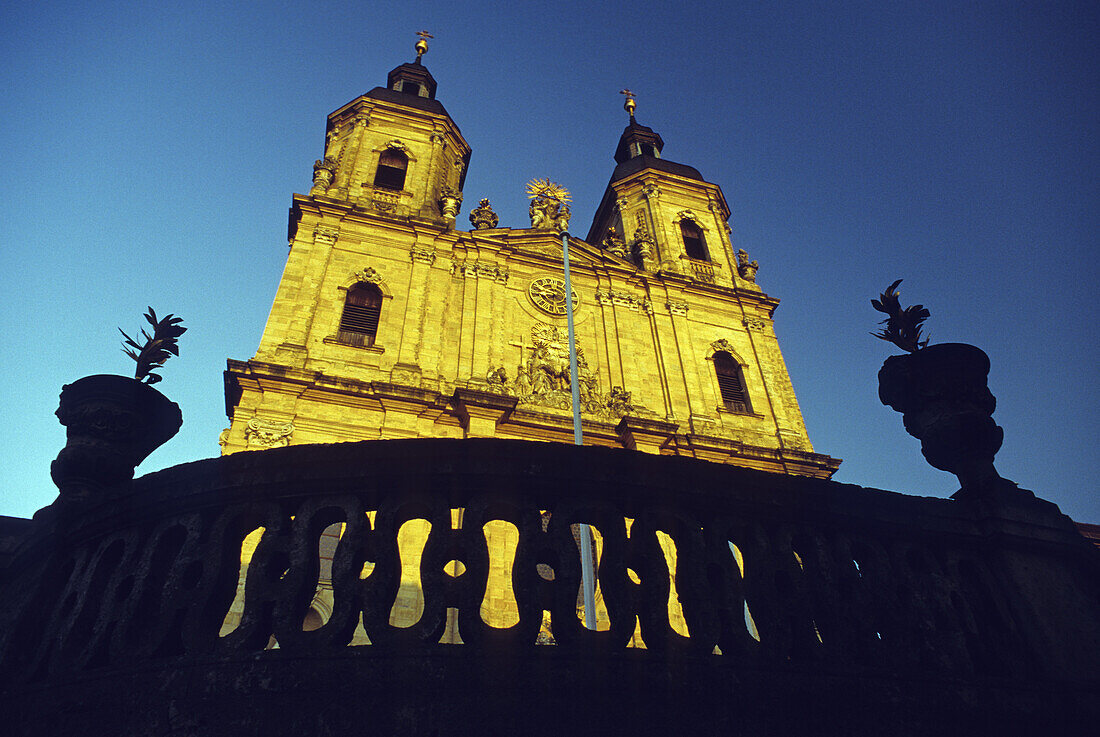 Basilica Gössweinstein in the evening light, Franconian Switzerland, Franconia, Bavaria, Germany