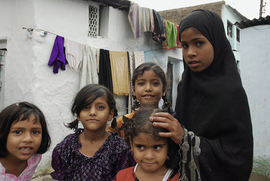 Moslemische Mädchen in Hyderabad, Andhra Pradesh, Indien, Asien