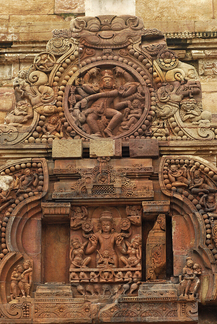 Vaital Deul, achtarmige Durga im tantrischen Fries, Bhubaneshwar, Orissa, Indien, Asien