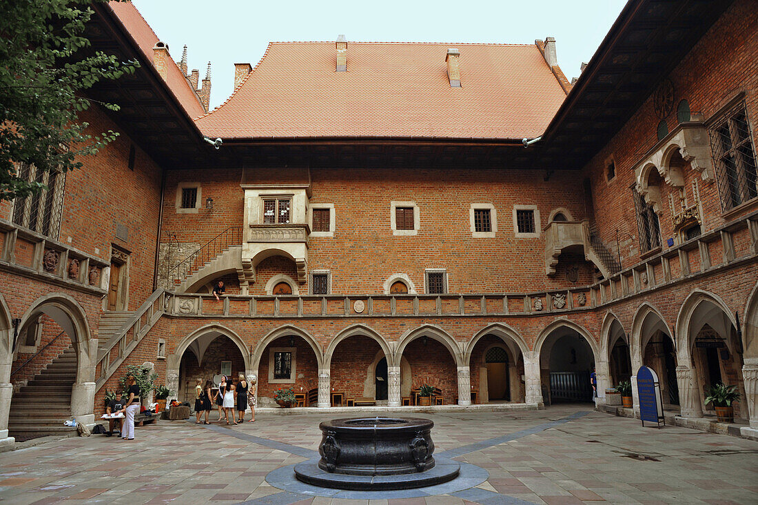 Inner courtyard at Collegium Maius, University, Krakow, Poland, Europe