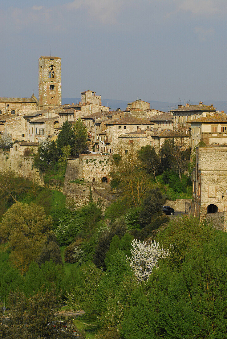 Blick auf die Häuser der Stadt Colle di Val d' Elsa, Toskana, Italien, Europa