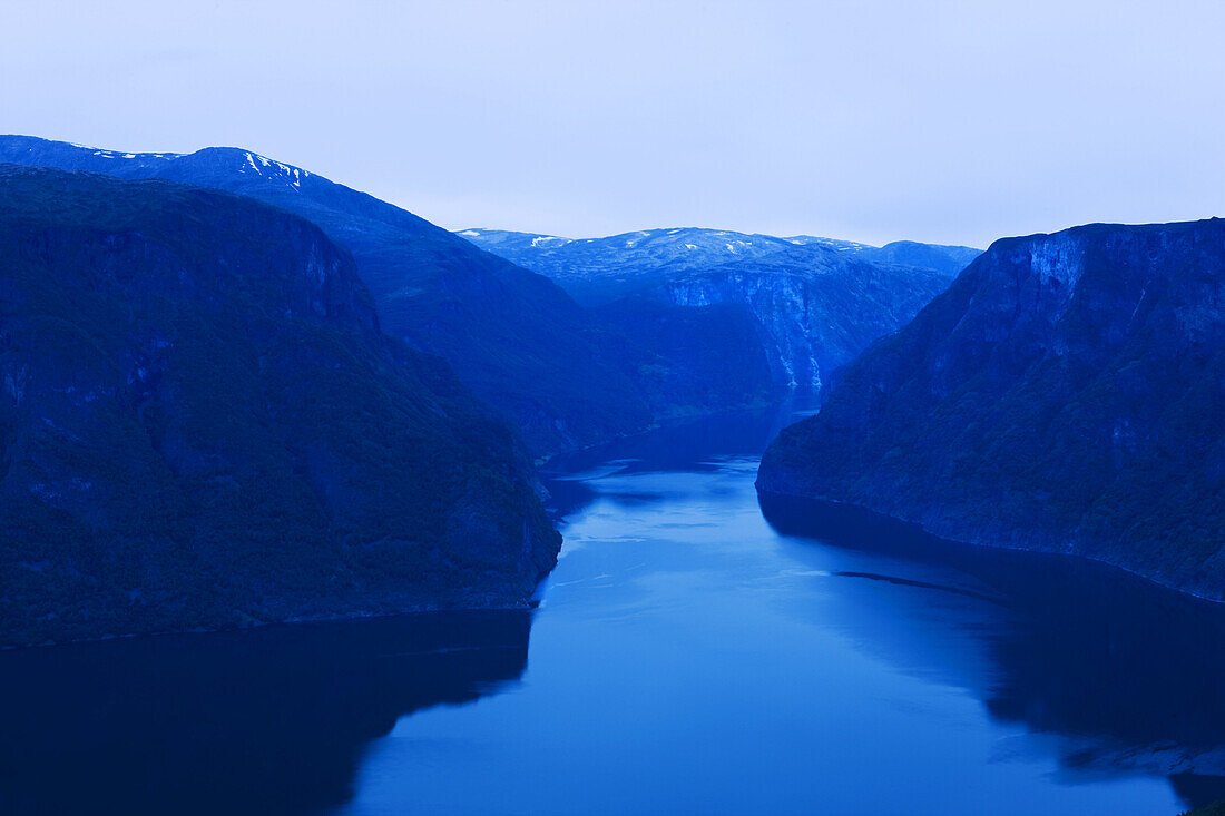 View at the Aurlandsfjord in the evening, Aurland, Sogn og Fjordane, Norway, Scandinavia, Europe