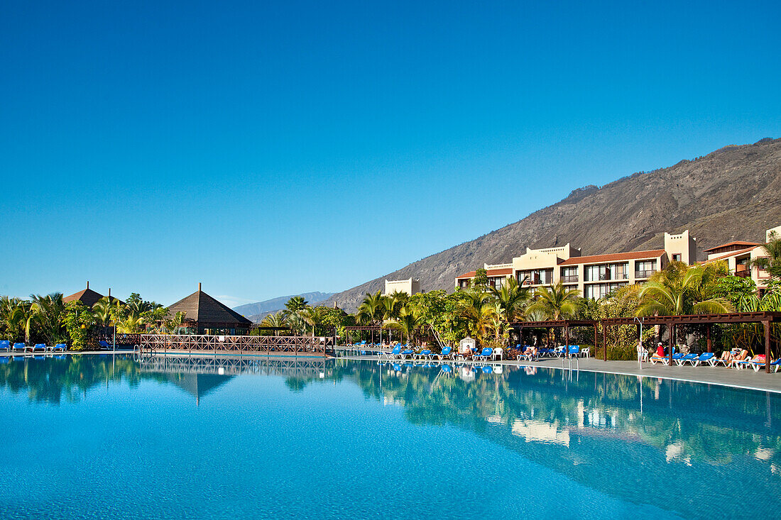 Pool of the Hotel La Palma Princess under blue sky, Las Indias, Fuencaliente, La Palma, Canary Islands, Spain, Europe