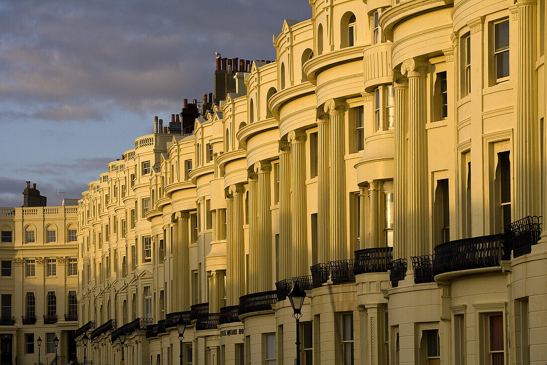 Row of town houses on Brunswick Square in regency style, Brighton, East Sussex, England, Great Britain, Europe
