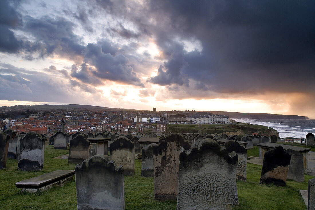 Cemetery in Whitby, North Yorkshire, England, Great Britain, Europe